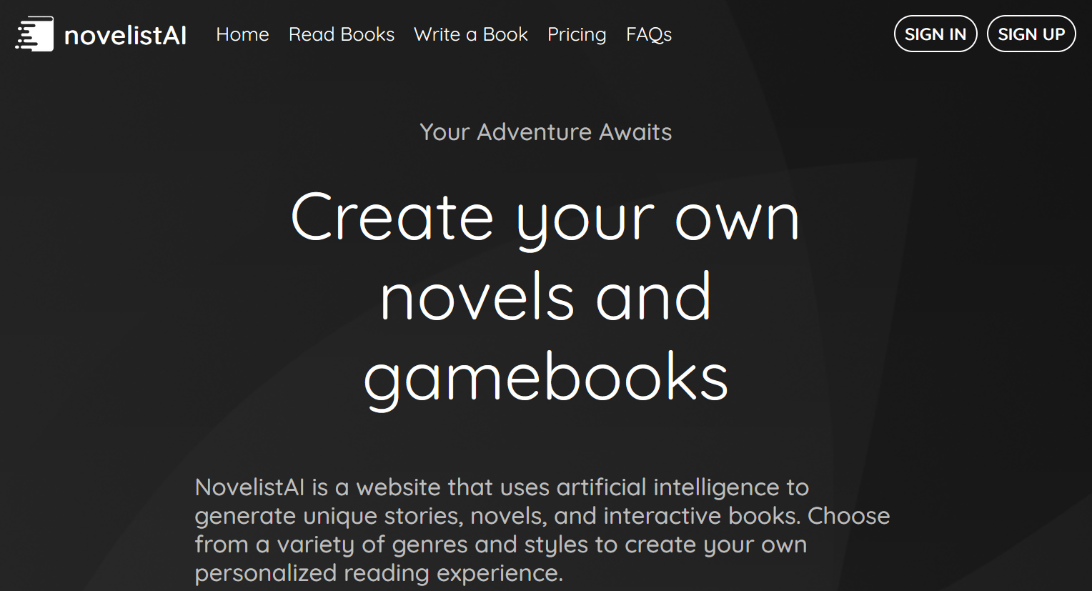 Novelist AI Homepage
